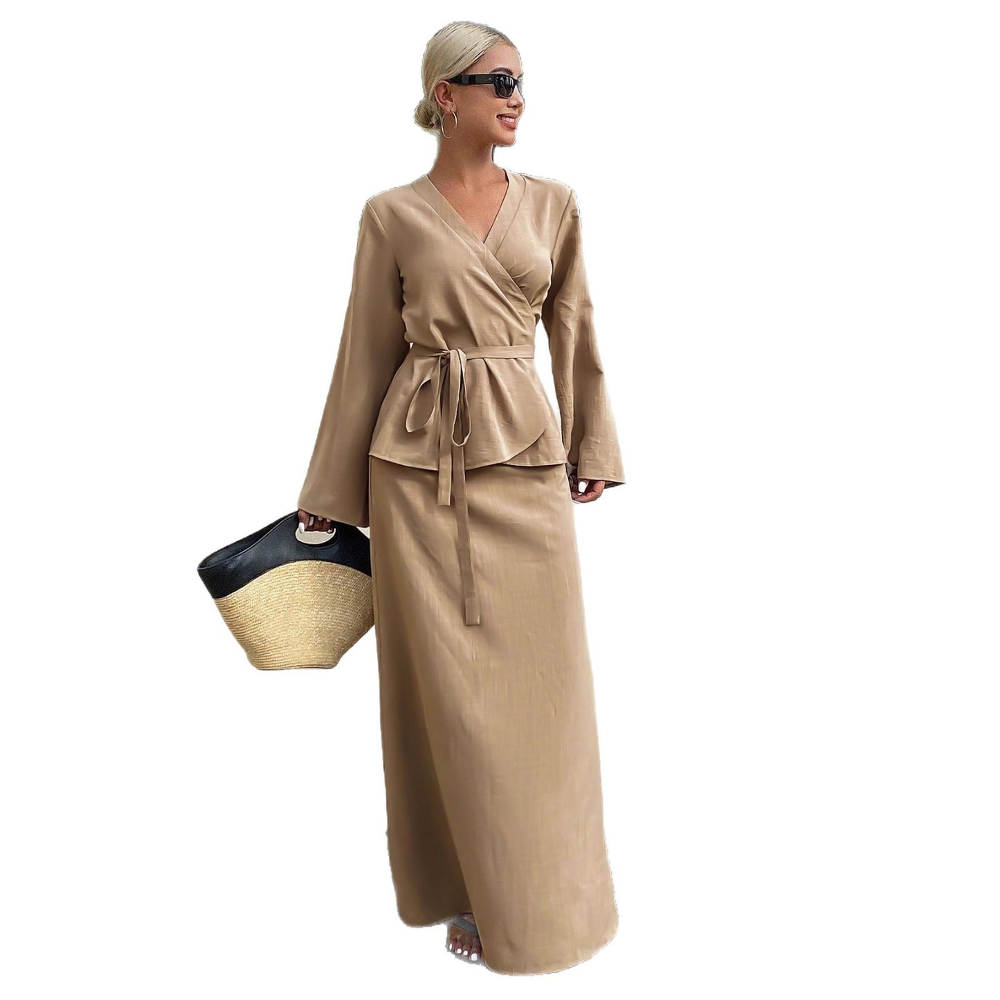 New Women's Casual Asymmetrical Lace-up Skirt Suit