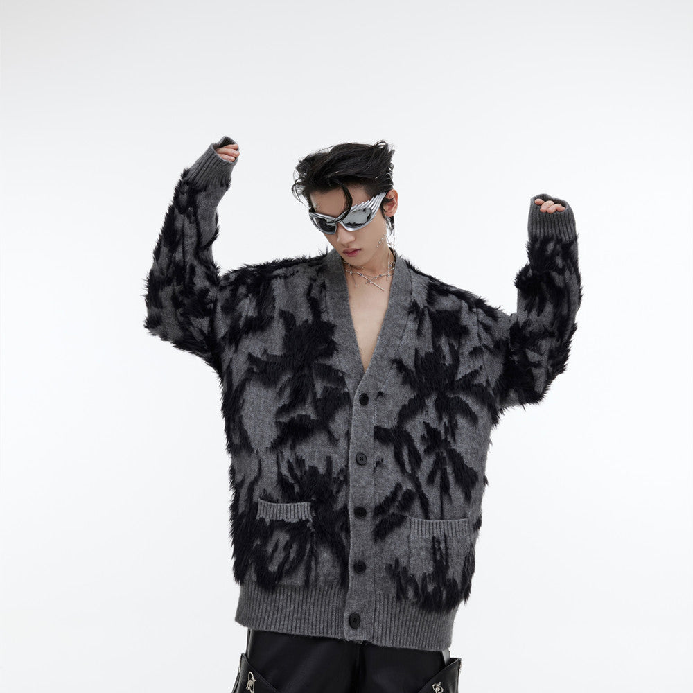 Veste pull en tricot à col en V de style rétro pour homme