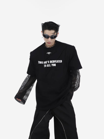 Niche Three-dimensional Printed Padded Shoulder T-shirt