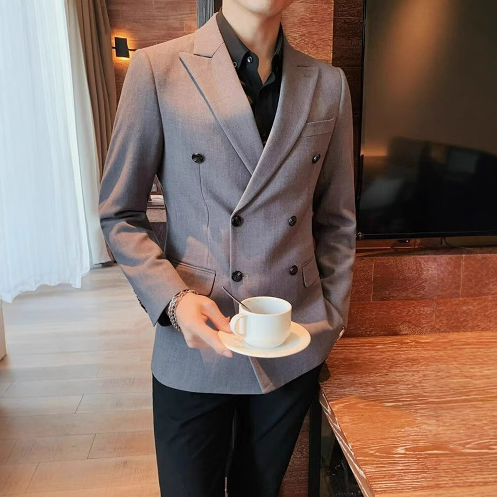 Simple Solid Color Casual Double-breasted Jacket