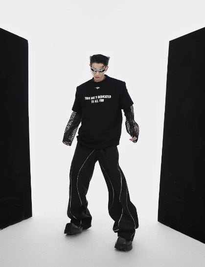 Niche Three-dimensional Printed Padded Shoulder T-shirt