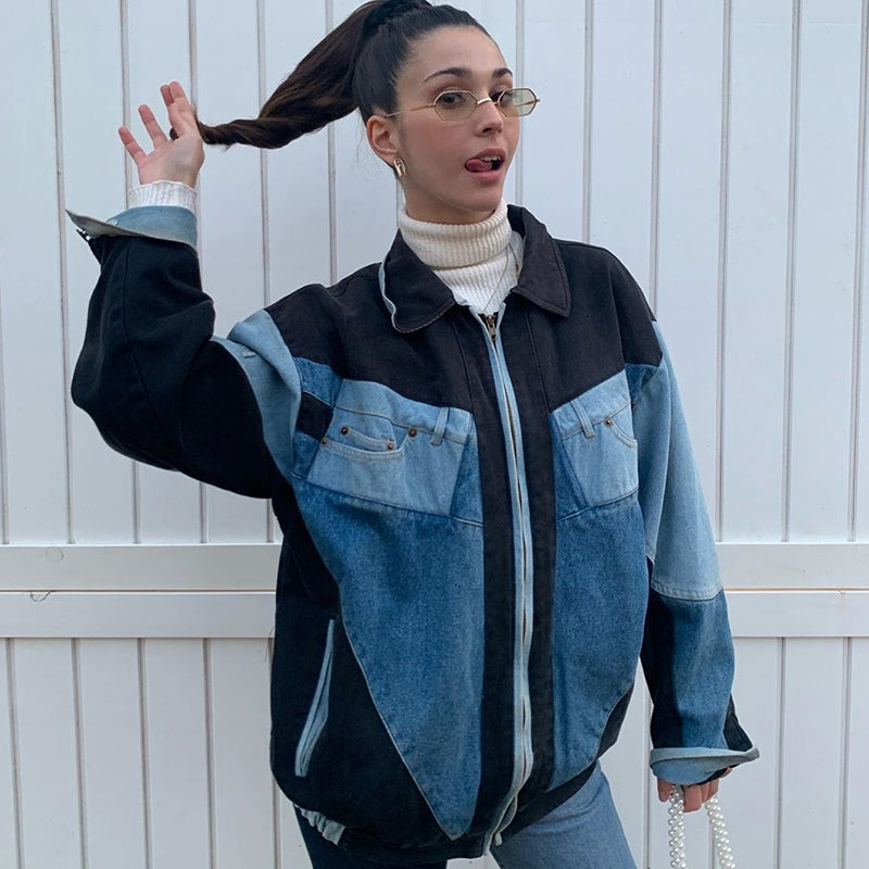 Veste en jean à coutures rétro de style américain