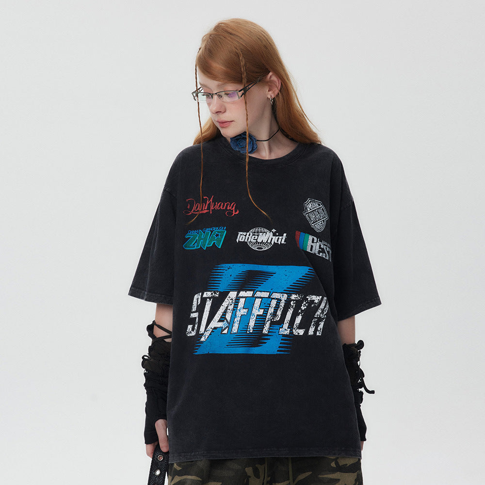 American Letter Locomotive Style Short Sleeve Men