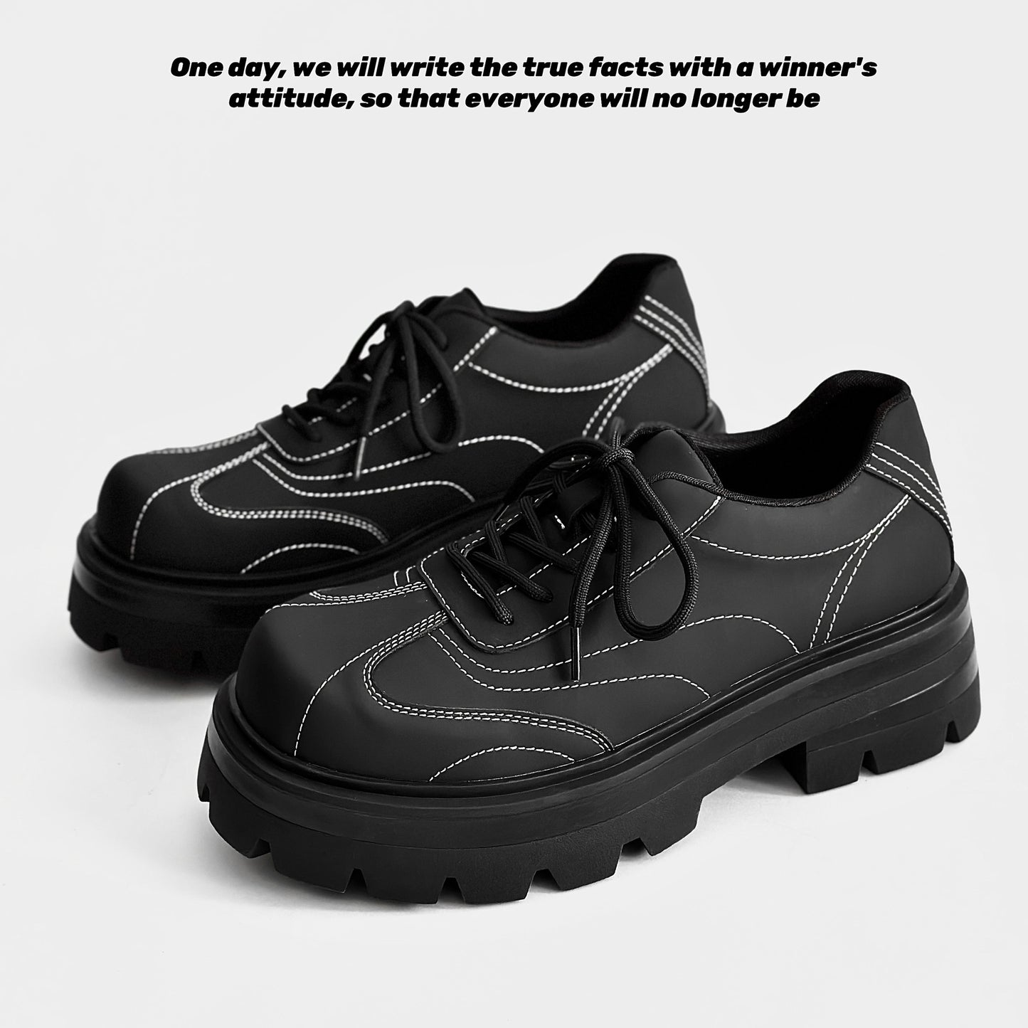 Thick-soled Matte British Commuter Leather Shoes