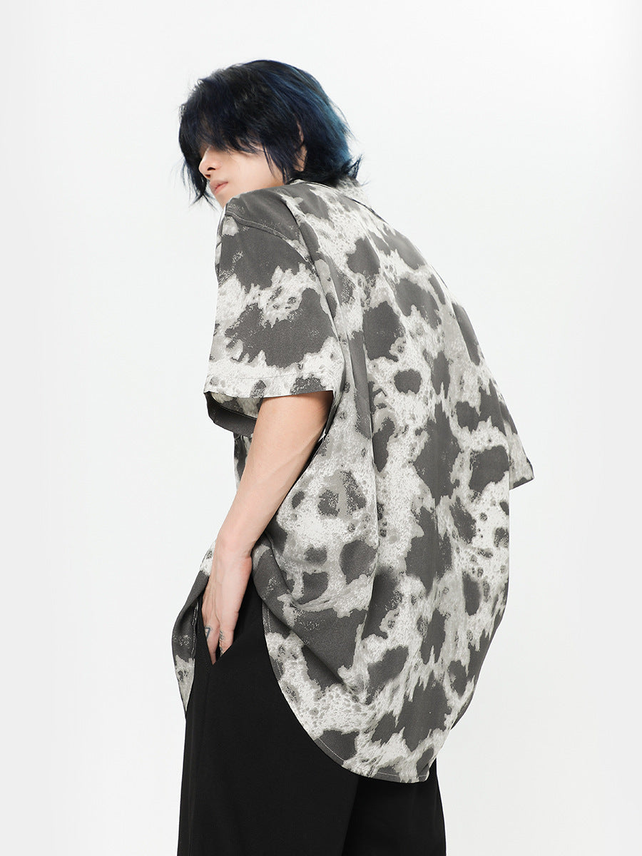 Summer Beach Short Sleeve Men Loose-fitting Retro Style Printed Shirt