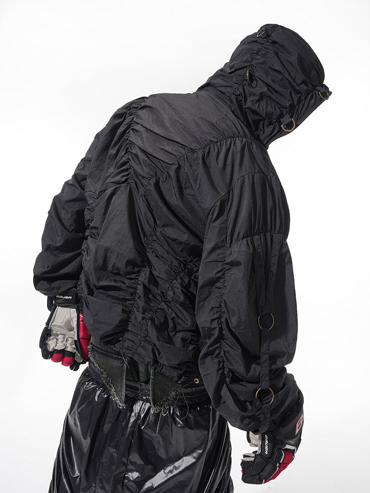 Veste à capuche plissée pour homme, imperméable au gel et aux UV