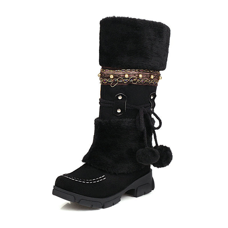 Fashion Mid Heel Cotton Boots