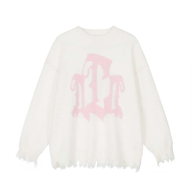 Women's Vintage Mohair Idle Style Letters Brocade Sweater