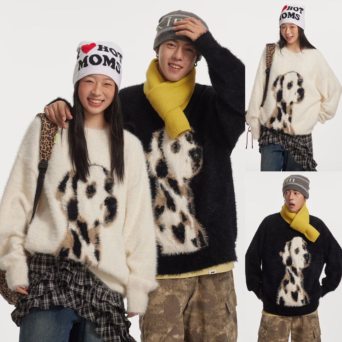 Puppy Jacquard Mink Cashmere Knitted Sweater For Men