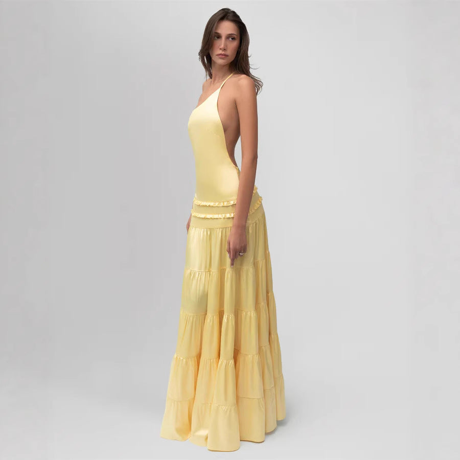 Elegant Dress Backless Sleeveless Fairy Dress Sling Slim Fit Long Dress