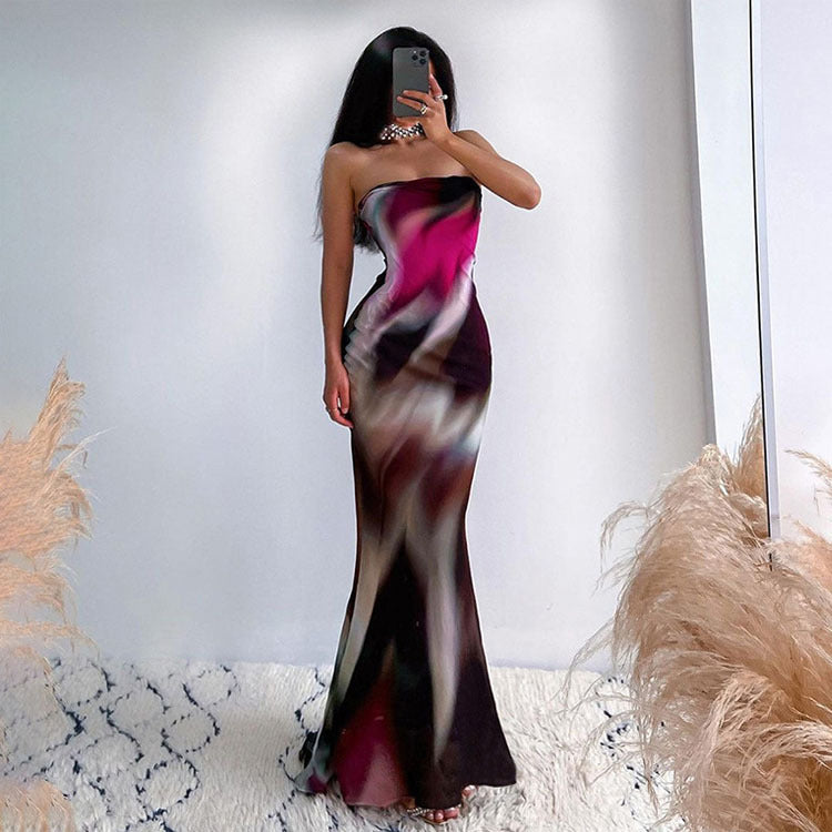 Fashion Printed High Waist Dress