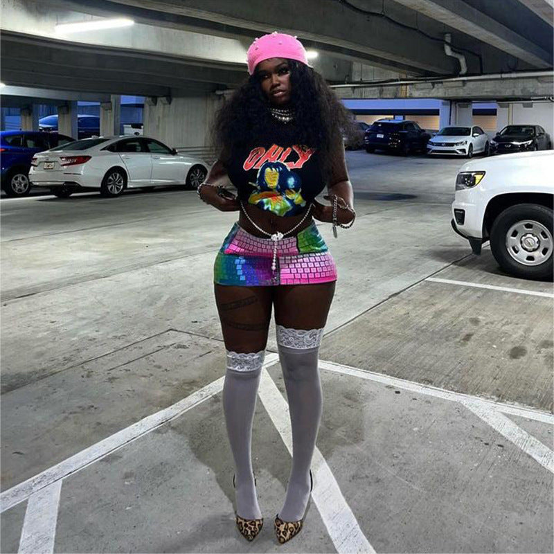 Women's Street Letters 3D Printing Suit