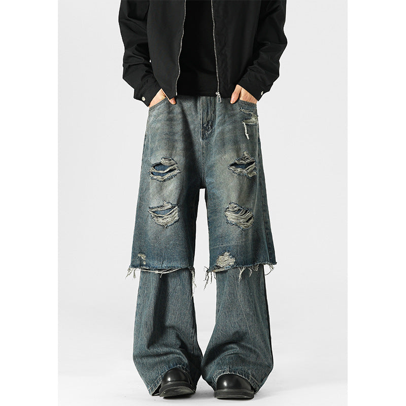 American Street Fake Two-piece Jeans