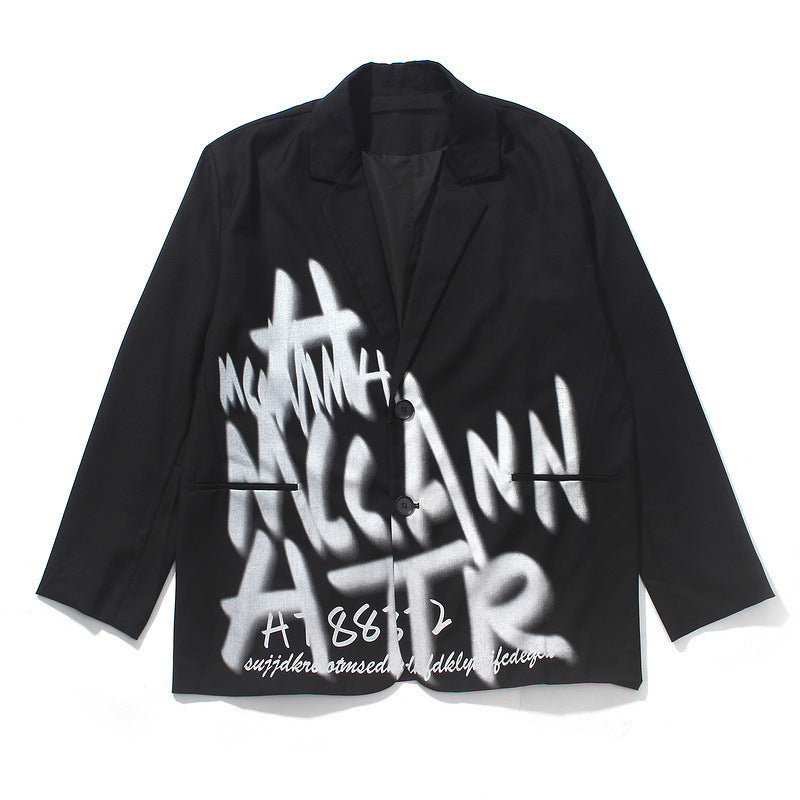 Manteau de costume foncé pour homme Graffiti