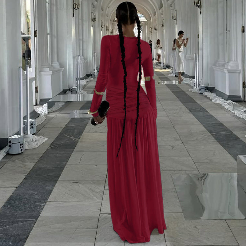 Nouveau costume élégant à manches longues et jupe plissée ajustée