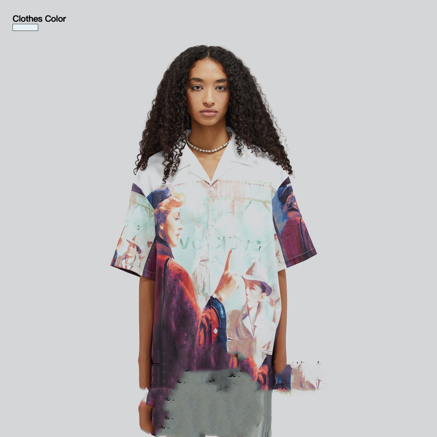 Chemise décontractée ample à manches courtes imprimée