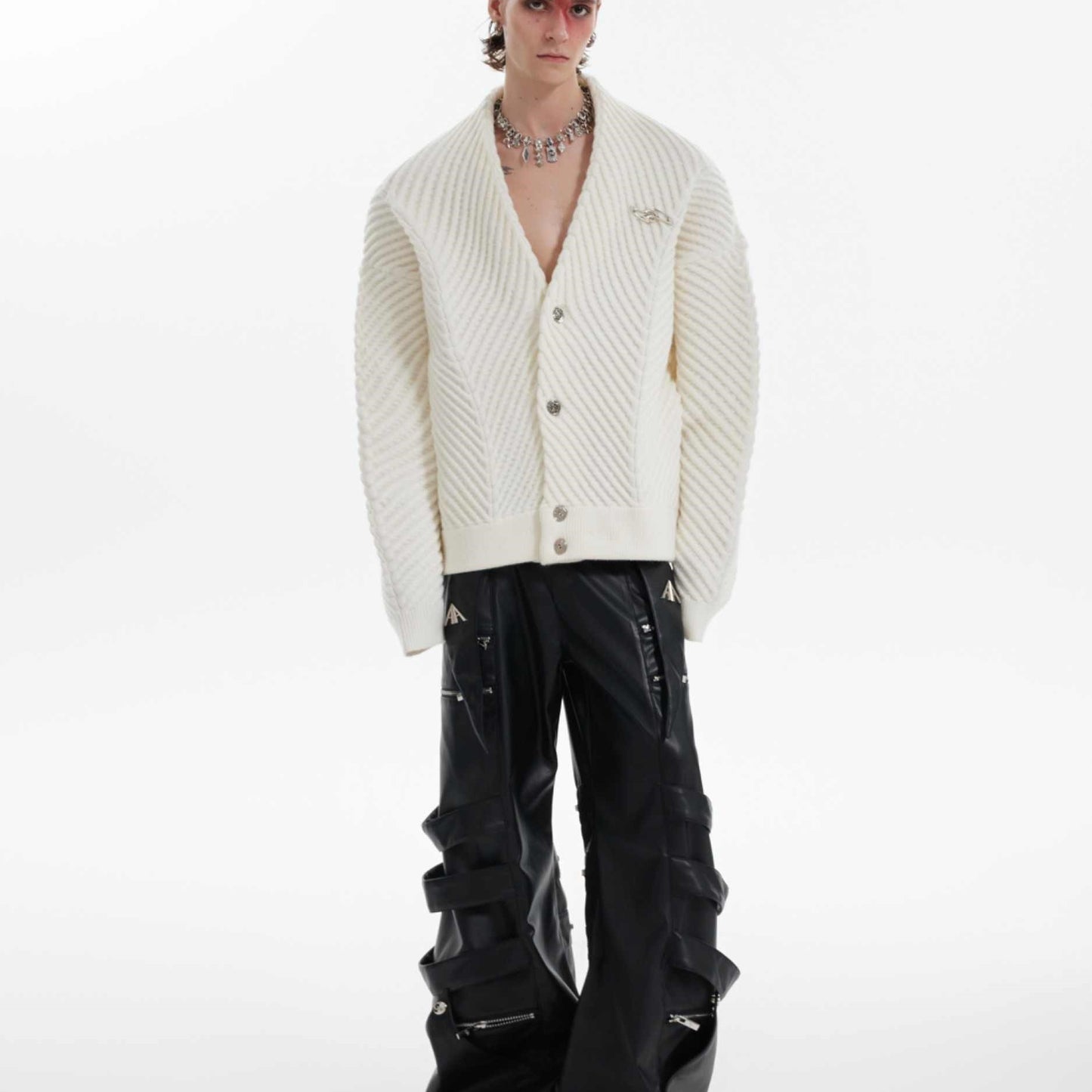 Niche Three-dimensional Texture V-neck Sweater