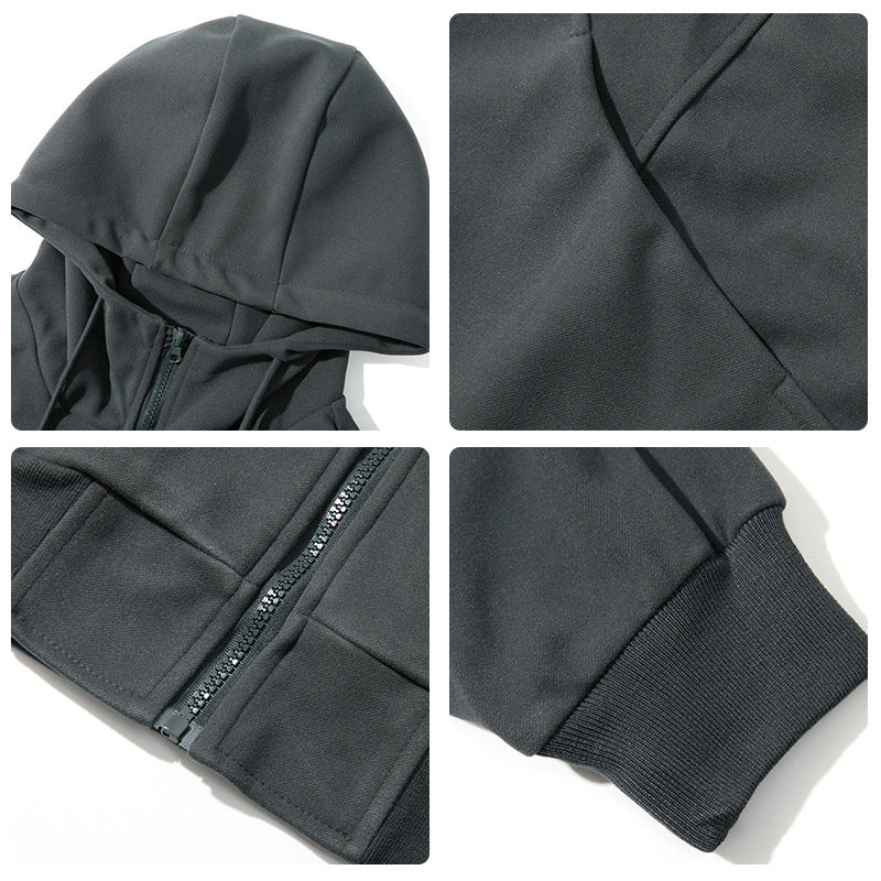 Autumn New Solid Color Stitching Hooded Heavy Couple Sweater