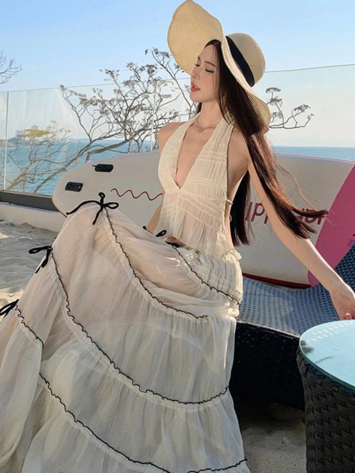 Ensemble jupe grande taille haute moulante dos nu lacée