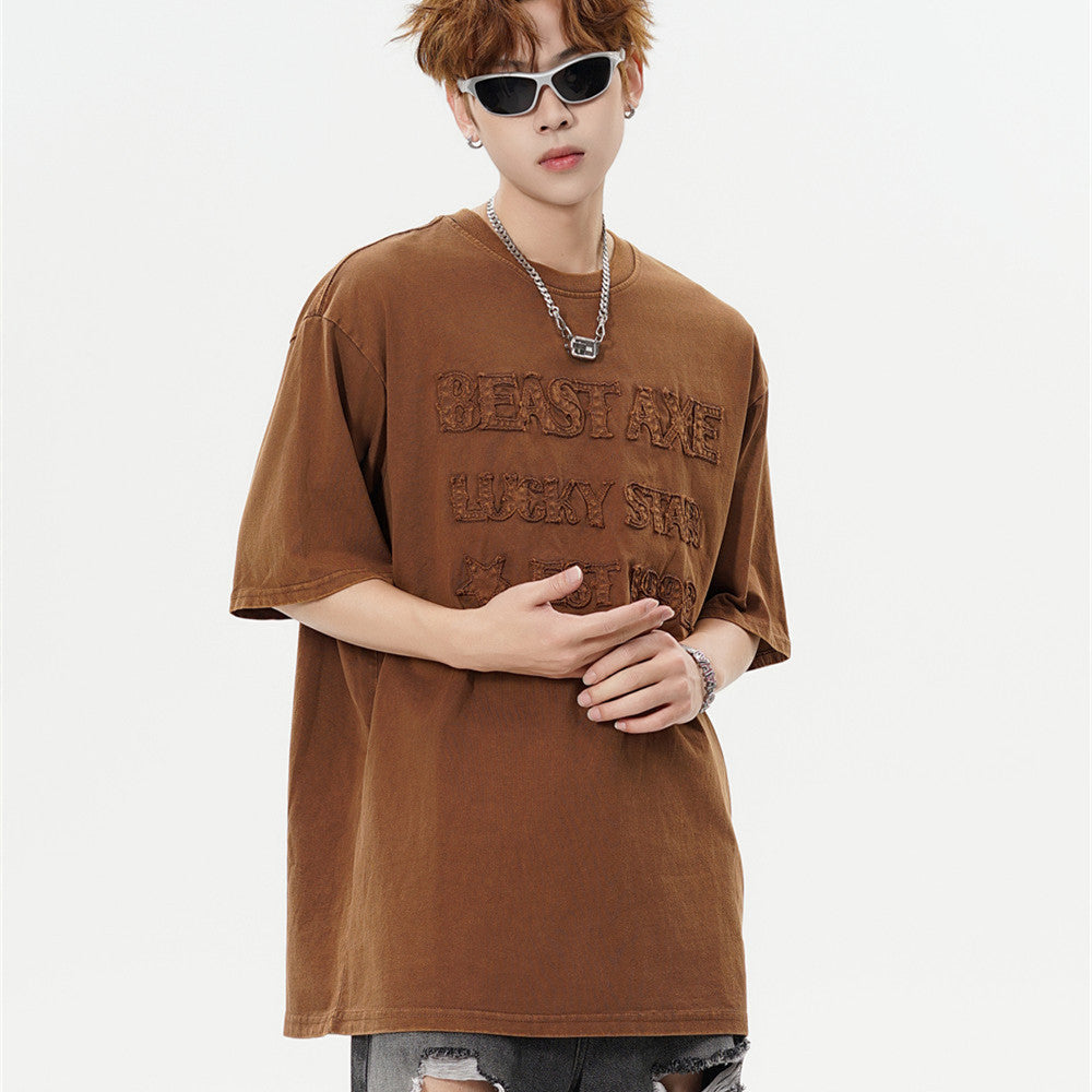 T-shirt homme ample, effet usé et délavé, style High Street