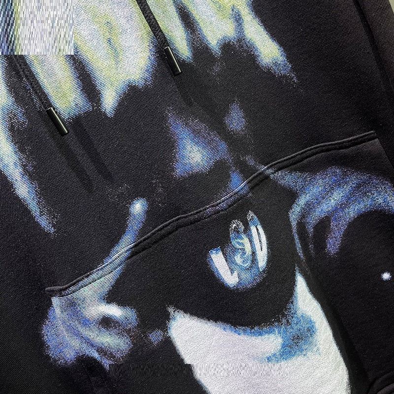 Hip Hop Thin Hooded Print Men's Sweatshirt