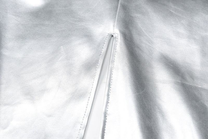 Robe tube tendance en cuir PU de couleur unie