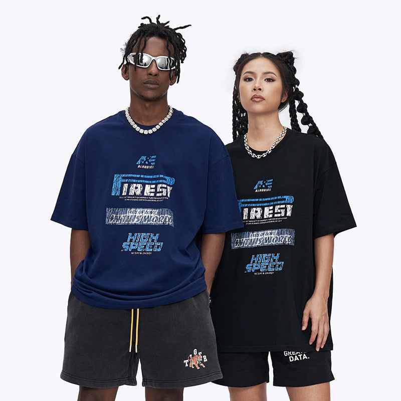 Retro Printed T-shirt Short Sleeve Men