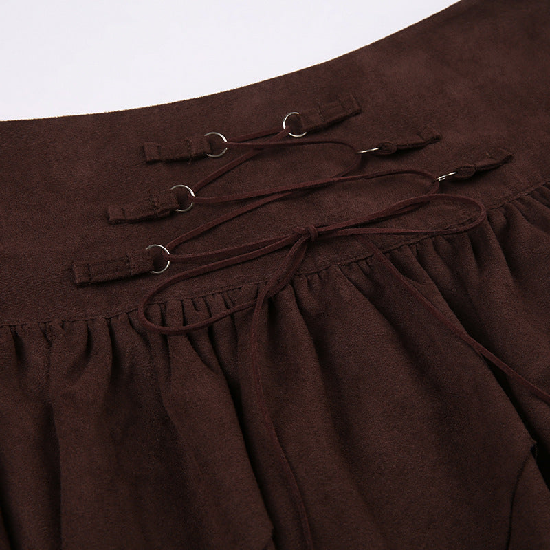 Irregular Lace-up Waist Skirt