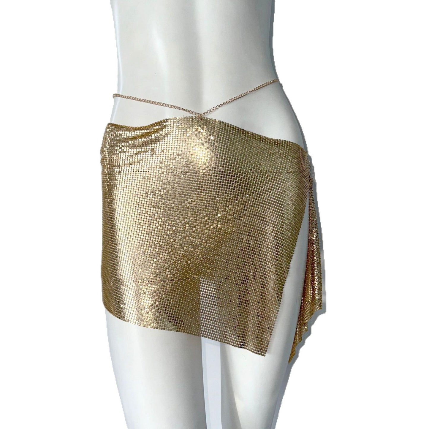 Metal Sequins Skirt Irregular