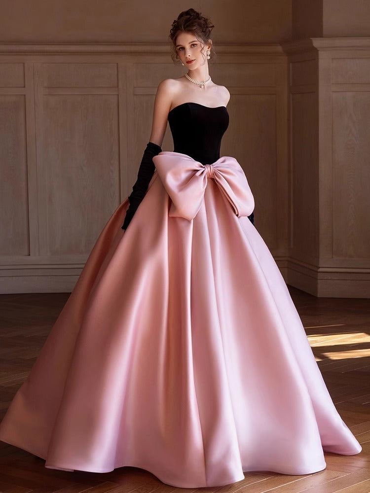 High-end Evening Dress Black Bow Princess Dress Engagement