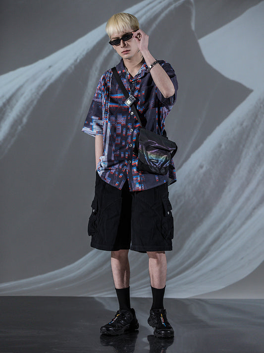 Chemise ample imprimée à manches cinq points