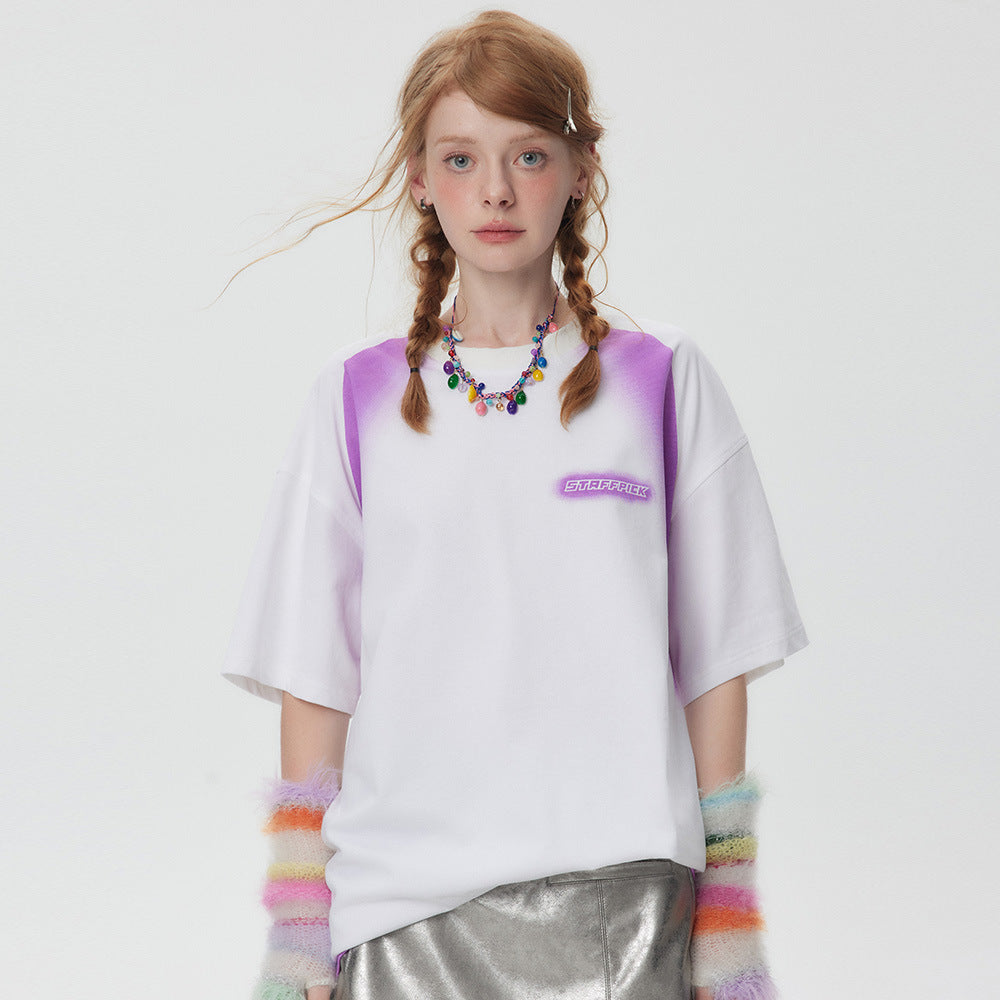 Color Matching Printed Short-sleeved T-shirt