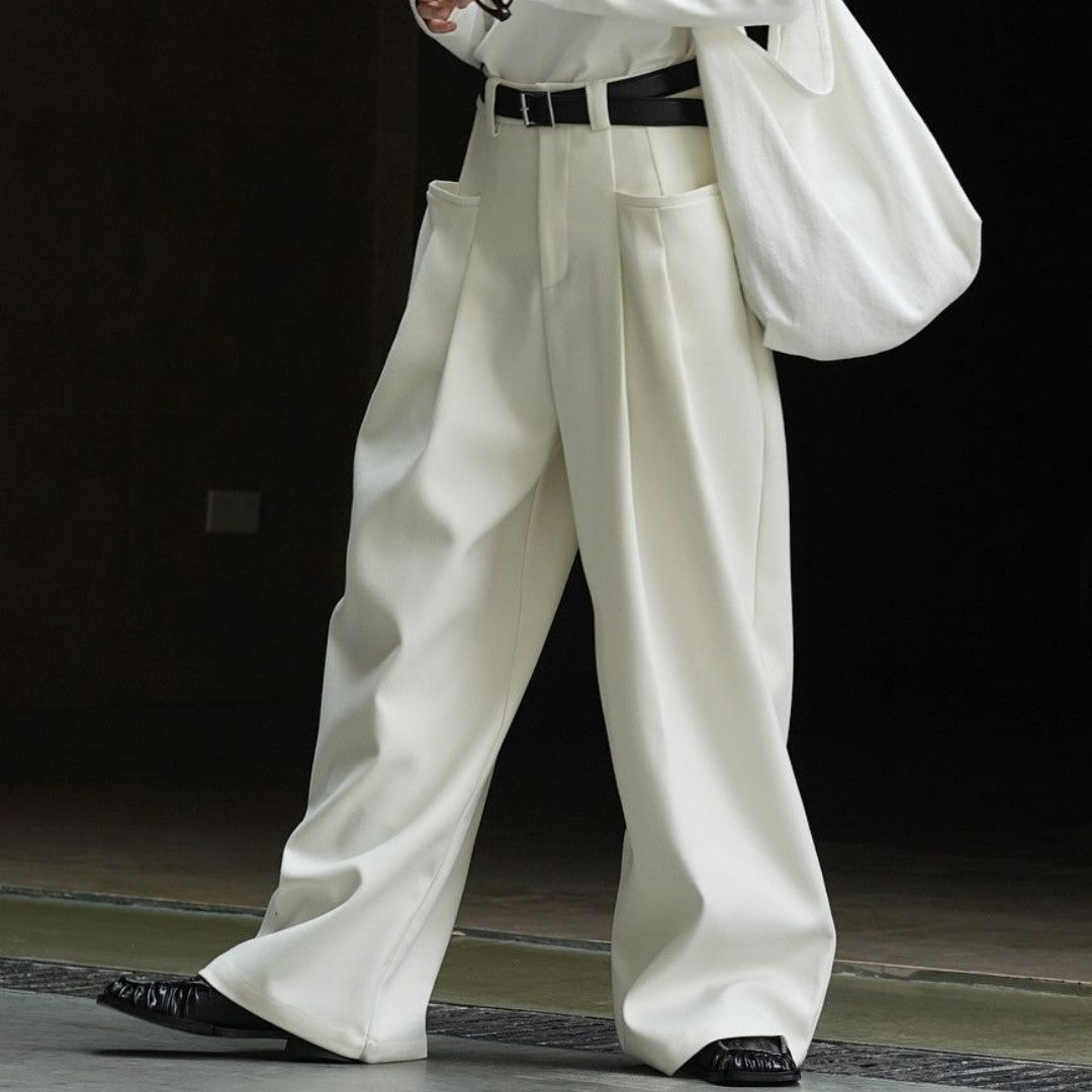 Pantalon décontracté ample à double pli