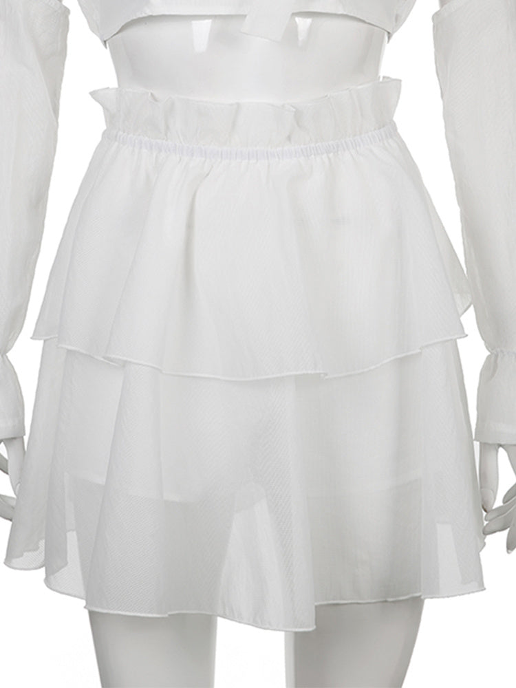 Ensemble jupe et débardeur mini à manches lacées et col halter