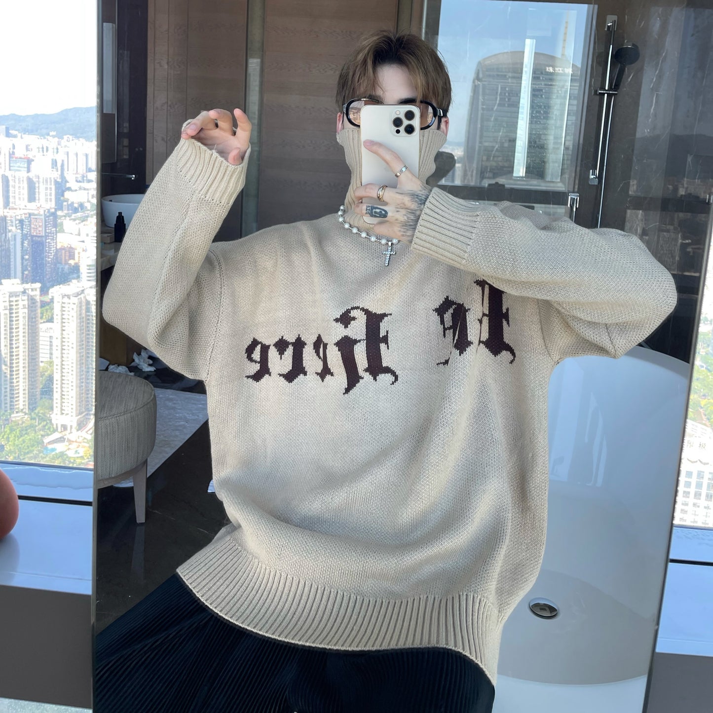 Knitted Sweater Retro Base With Knitted Sweater