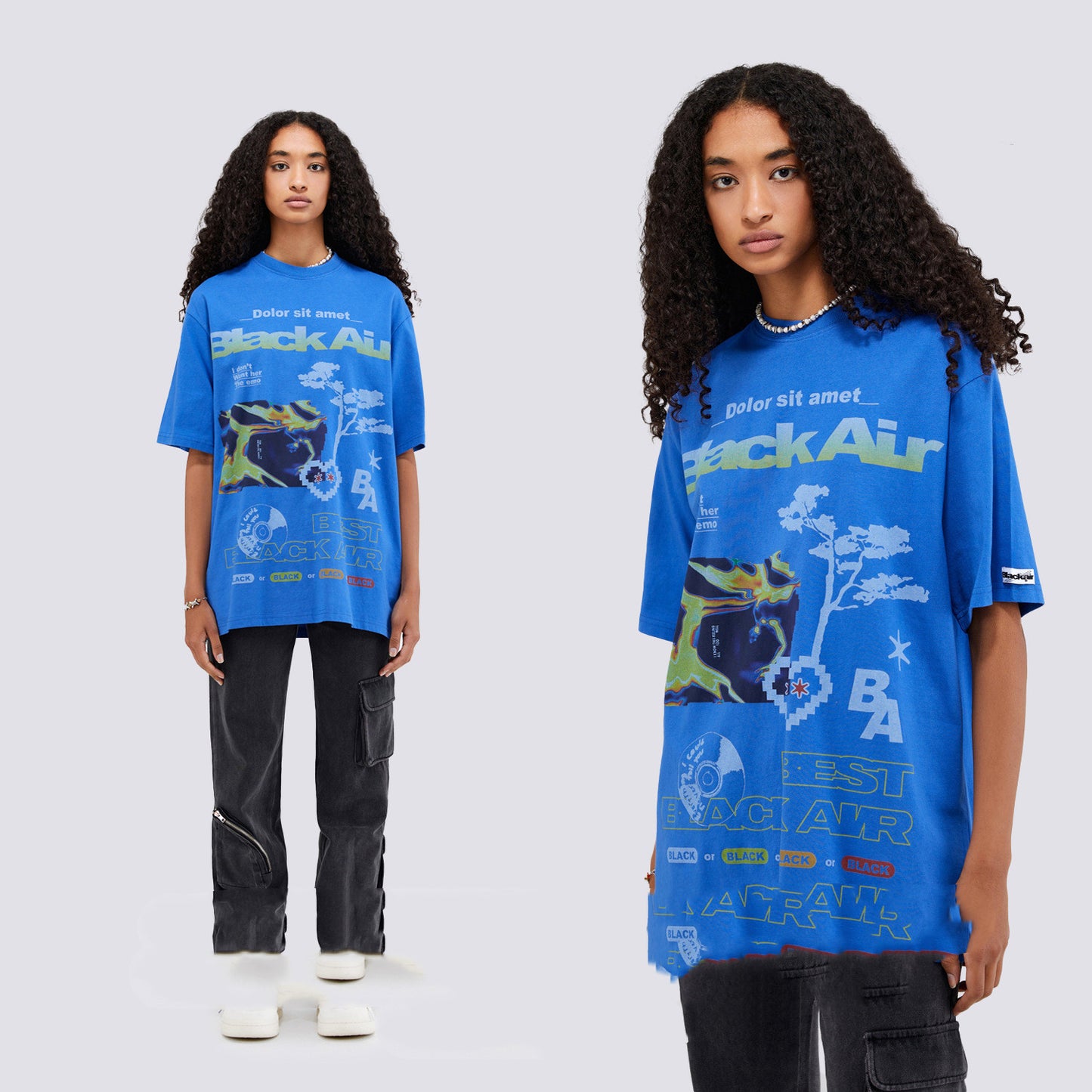 American Street Retro Element Pattern Printed T-shirt