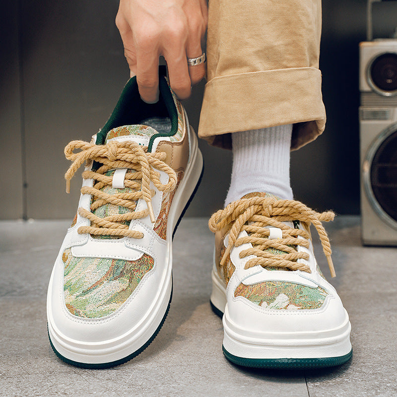 Niche Hemp Rope Men's Oil Painting Canvas Shoes Casual Shoes