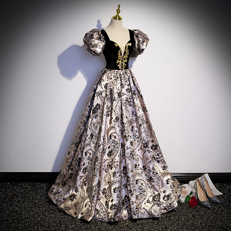 Robe de soirée princesse à manches bouffantes, costume de banquet