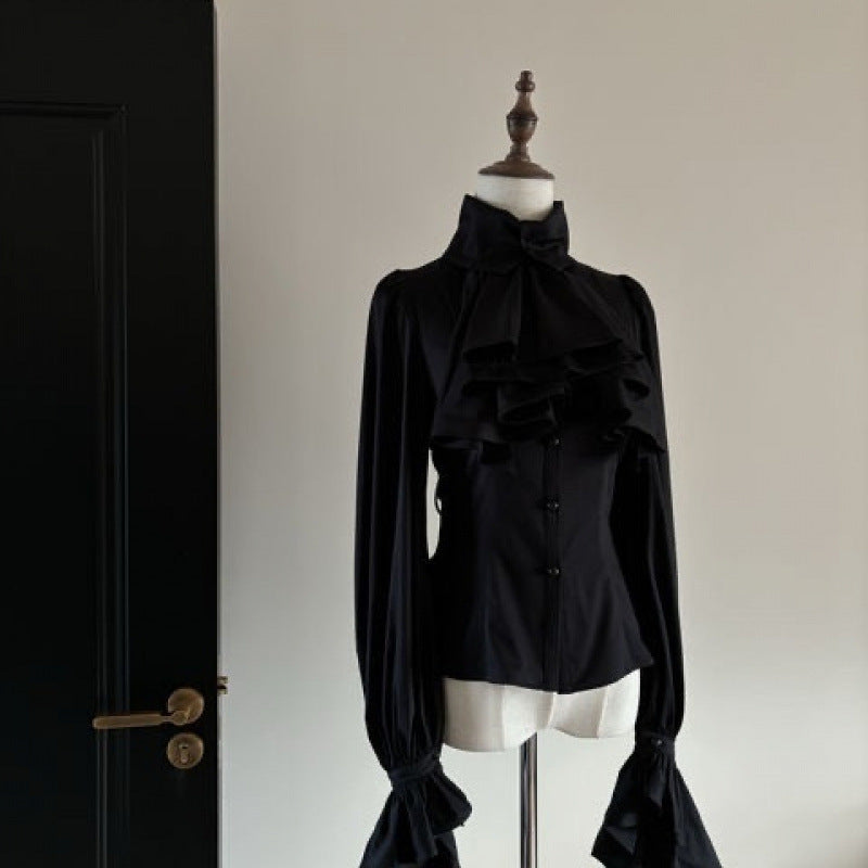 Retro Design Top Long Sleeve Shirt Gothic Style Long Sleeve Ruffled Shirt