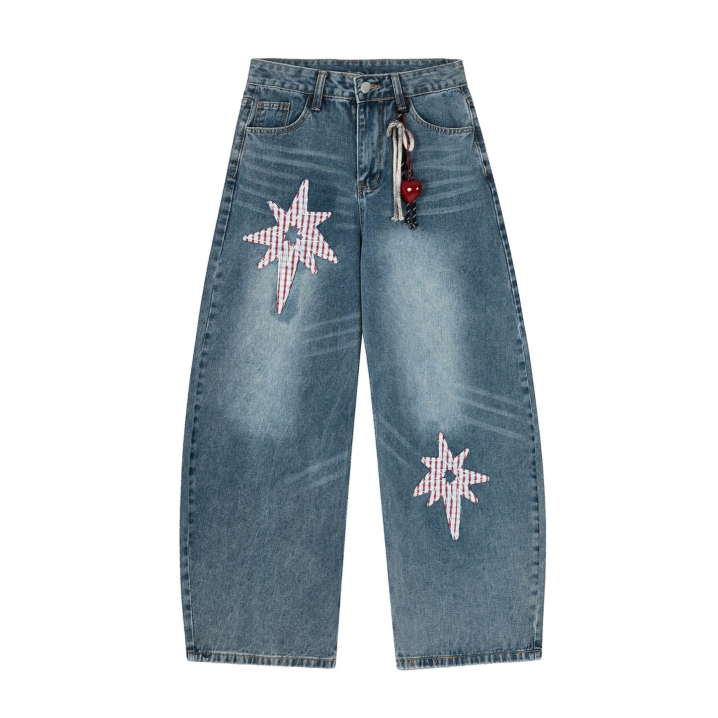 Retro Patch Machete Jeans Loose Wide Leg Pants