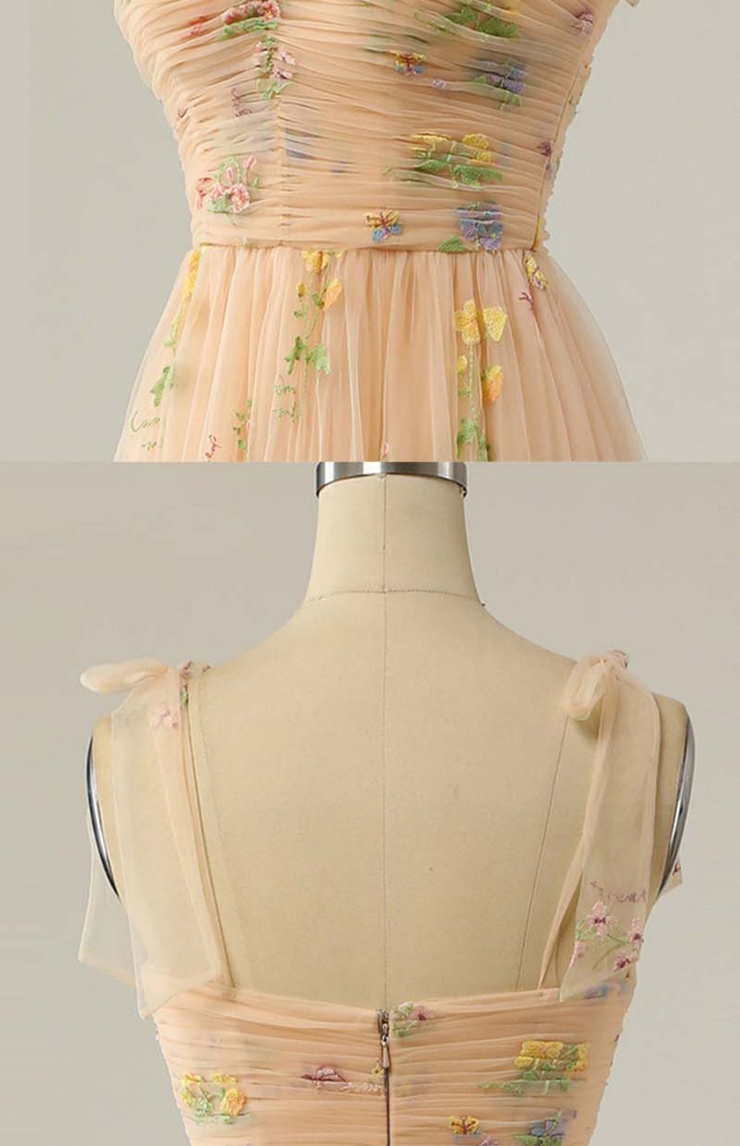 Robe longue à bretelles de niche brodée à fleurs