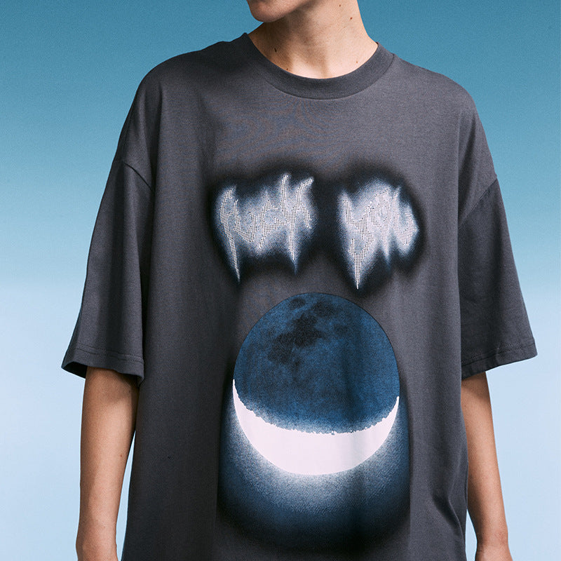 Loose moon pattern short sleeves