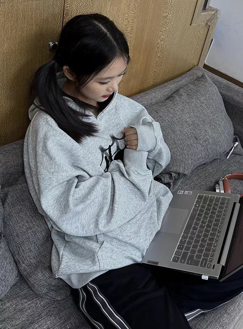 American-style Retro Fashion Brand Spider Letter Hooded Sweater