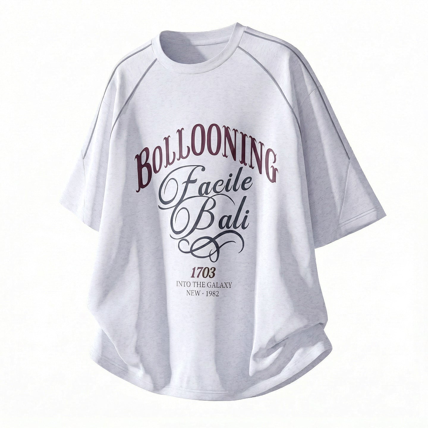 Contrast-color Letter-printed Cotton Short-sleeve T-shirt
