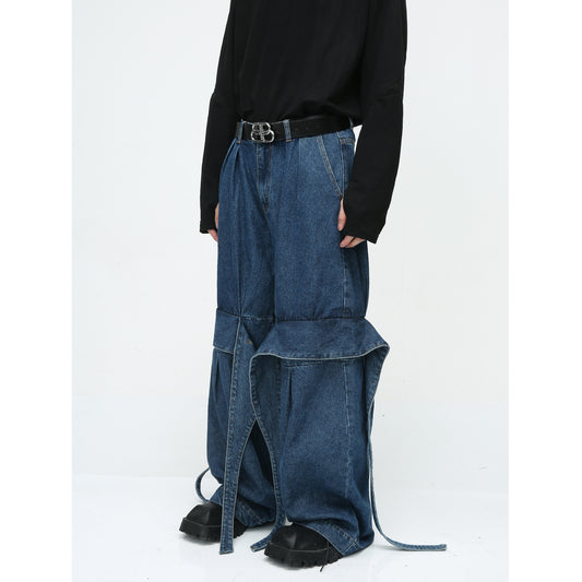 American Niche Deconstructed Design Loose Washed-out Jeans