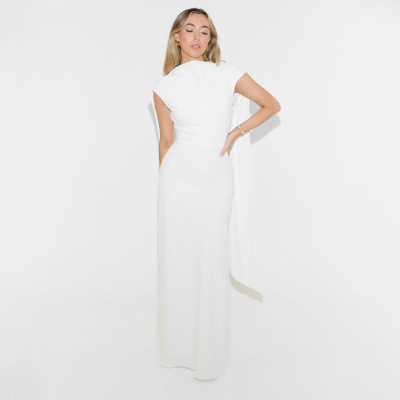 Nouvelle robe unie à col rond, sans manches, dos nu, à lacets