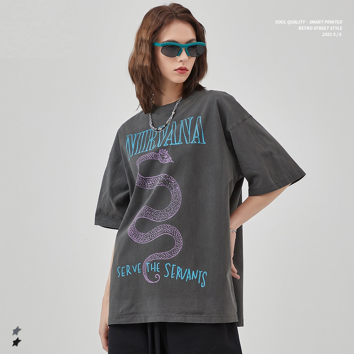 Retro Washed And Worn Printed Short-sleeved Men's T-shirt European And American