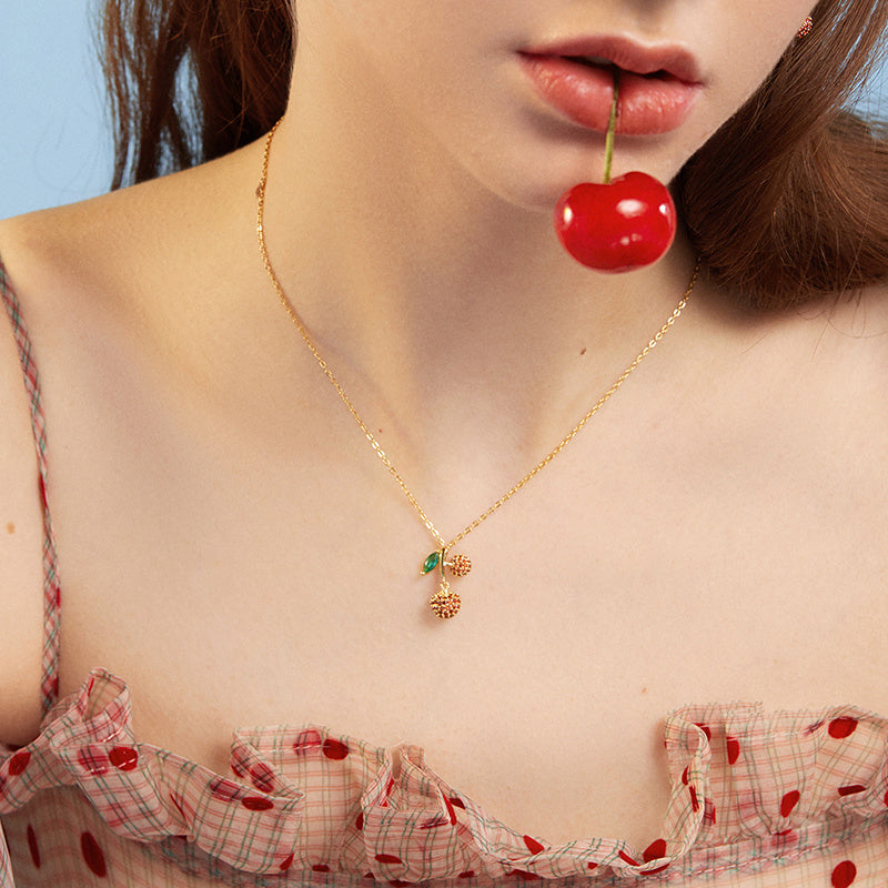 Temperament Fashion Cherry Shape Pendant Necklace