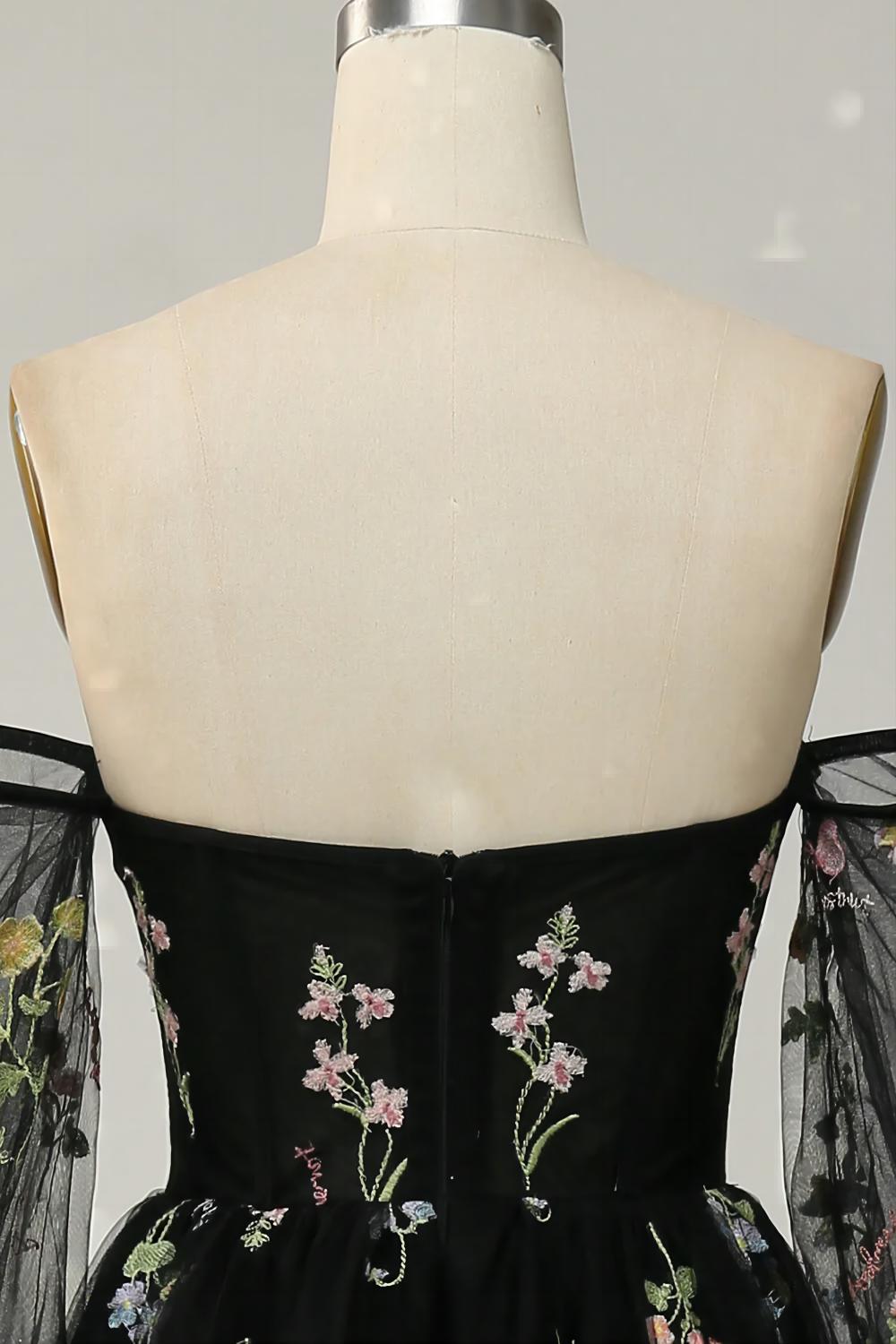 Robe bustier à une épaule et motif floral
