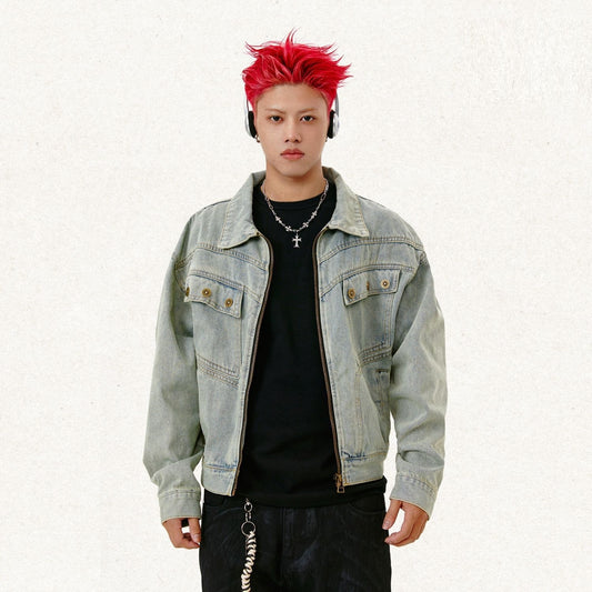 Washed Do The Old Cowboy Coat Short Jacket For Men And Women